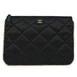 Chanel Black Satin Clutch Bag 115645